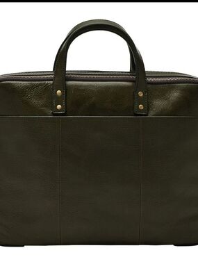 FOSSIL Haskell Double Briefbag Top Handle Laptop Bag Dark Loden Khaki